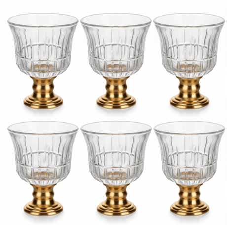 Crystal & Gold Footed Cawa Cup Set — 6 Pieces | 80ml | Premium Arabic Coffee Glasses - Al Kabayel Discount CentreCrystal & Gold Footed Cawa Cup Set — 6 Pieces | 80ml | Premium Arabic Coffee GlassesTea CupsAMECOAl Kabayel Discount Centre