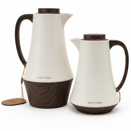 Crystal House Premium Vacuum Flask Set – 2 Pieces (0.6 & 1 Litre), Beige with Dark Wood Finish - Al Kabayel Discount CentreCrystal House Premium Vacuum Flask Set – 2 Pieces (0.6 & 1 Litre), Beige with Dark Wood FinishThermosCRYSTAL HOUSEAl Kabayel Discount Centre