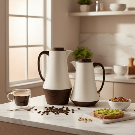 Crystal House Premium Vacuum Flask Set – 2 Pieces (0.6 & 1 Litre), Beige with Dark Wood Finish - Al Kabayel Discount CentreCrystal House Premium Vacuum Flask Set – 2 Pieces (0.6 & 1 Litre), Beige with Dark Wood FinishThermosCRYSTAL HOUSEAl Kabayel Discount Centre