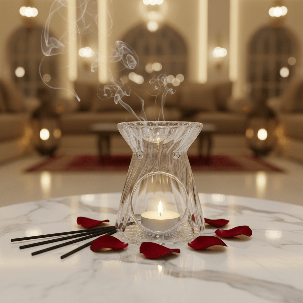 Crystal Twist Glass Aromatherapy Burner – 11cm - Al Kabayel Discount CentreCrystal Twist Glass Aromatherapy Burner – 11cmHome Décor AccentsAKDCAl Kabayel Discount Centre