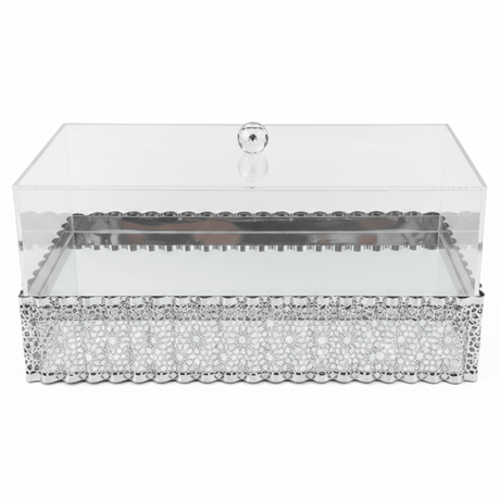 CrystalServe Premium Rectangle Silver Snack Serving Tray with Transparent Acrylic Lid – 36 × 16.5 cm - Al Kabayel Discount CentreCrystalServe Premium Rectangle Silver Snack Serving Tray with Transparent Acrylic Lid – 36 × 16.5 cmServing TraysAKDCAl Kabayel Discount Centre