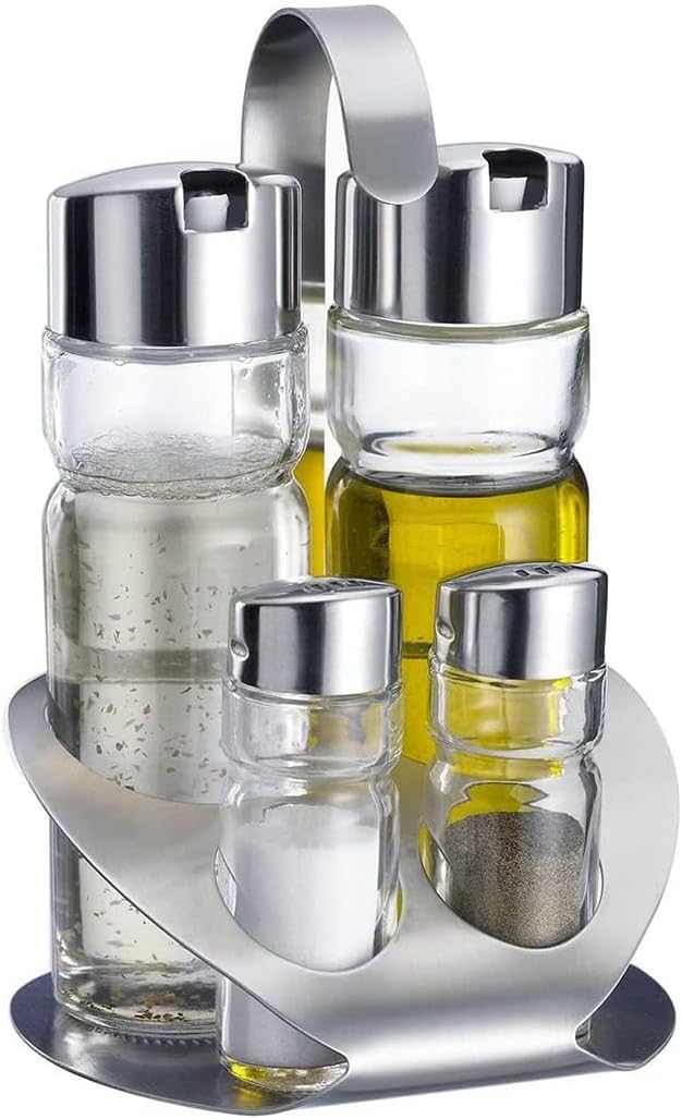 Cuisine Art 4-Piece Cruet Set with Stainless Steel Stand - Al Kabayel Discount CentreCuisine Art 4-Piece Cruet Set with Stainless Steel StandKitchen Utensils & GadgetsCUSINE ARTAl Kabayel Discount Centre