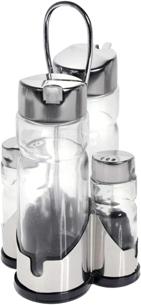 Cuisine Art 5-Piece Condiment Set - Stainless Steel Stand & Lids - Oil, Vinegar & Spice Jars - Al Kabayel Discount CentreCuisine Art 5-Piece Condiment Set - Stainless Steel Stand & Lids - Oil, Vinegar & Spice JarsKitchen Utensils & GadgetsCUSINE ARTAl Kabayel Discount Centre