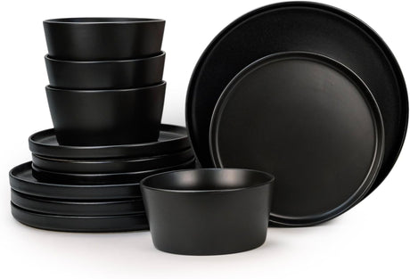 Cuisine Art BOLA 12 - Piece Stoneware Crockery Dinner Set, Black - Modern Service for 4 - Includes Dinner Plates, Dessert Plates & Bowls - Durable Ceramic Tableware for Everyday Dining & Entertaining - Al Kabayel Discount CentreCuisine Art BOLA 12 - Piece Stoneware Crockery Dinner Set, Black - Modern Service for 4 - Includes Dinner Plates, Dessert Plates & Bowls - Durable Ceramic Tableware for Everyday Dining & EntertainingDinnerware SetsCUISINE ARTAl Kabayel Discount Centre