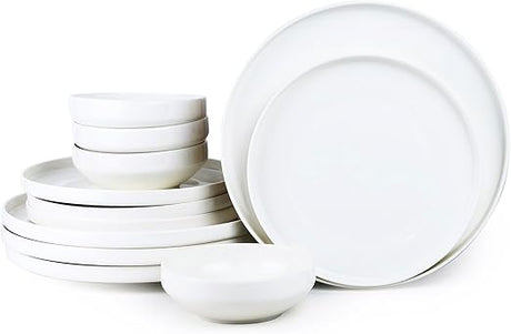 Cuisine Art Chole Bone China Dinner Set for Every Meals - 12 Pieces|4 Dinner Plates Dia (26.4cm) 4 Side Plates, 4 Bowls (Dia 13.3x H4.7cm) White Elegant Plates for Everyday Dining & Special Occasions - Al Kabayel Discount CentreCuisine Art Chole Bone China Dinner Set for Every Meals - 12 Pieces|4 Dinner Plates Dia (26.4cm) 4 Side Plates, 4 Bowls (Dia 13.3x H4.7cm) White Elegant Plates for Everyday Dining & Special OccasionsDinnerware SetsCUISINE ARTAl Kabayel Discount Centre