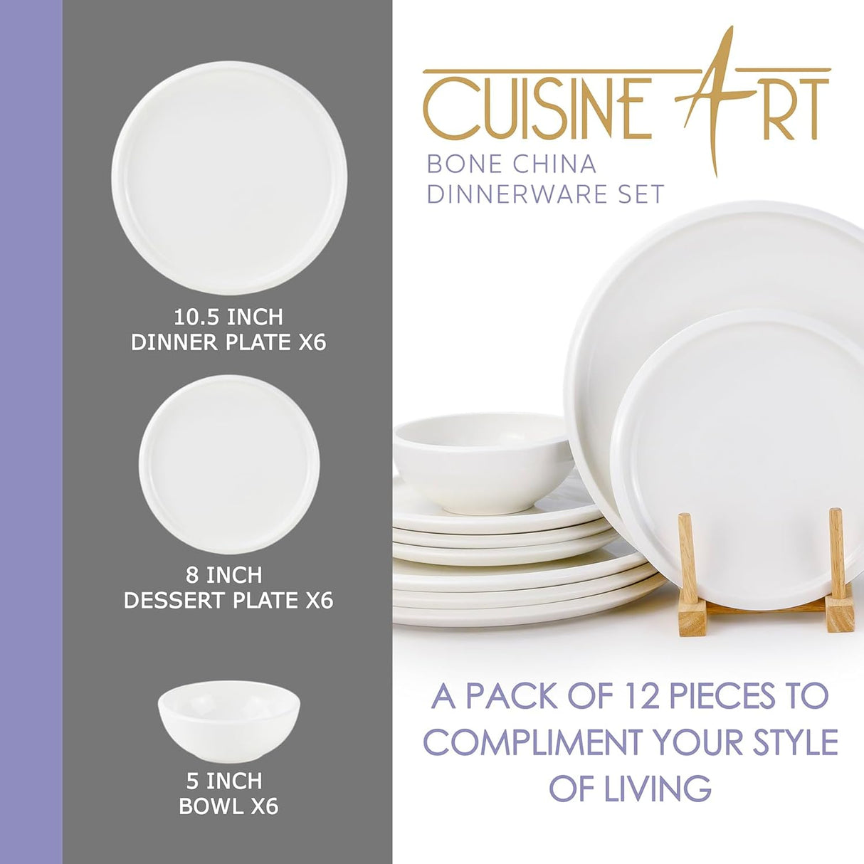 Cuisine Art EMME 12 - Pc Bone China Dinnerware Set – Classic White | Premium Dinner Set with Dinner Plates, Dessert Plates & Bowls for Everyday Dining Perfect for 6 People for Ramdan, EID,Christamas - Al Kabayel Discount CentreCuisine Art EMME 12 - Pc Bone China Dinnerware Set – Classic White | Premium Dinner Set with Dinner Plates, Dessert Plates & Bowls for Everyday Dining Perfect for 6 People for Ramdan, EID,ChristamasDinnerware SetsCUISINE ARTAl Kabayel Discount Centre