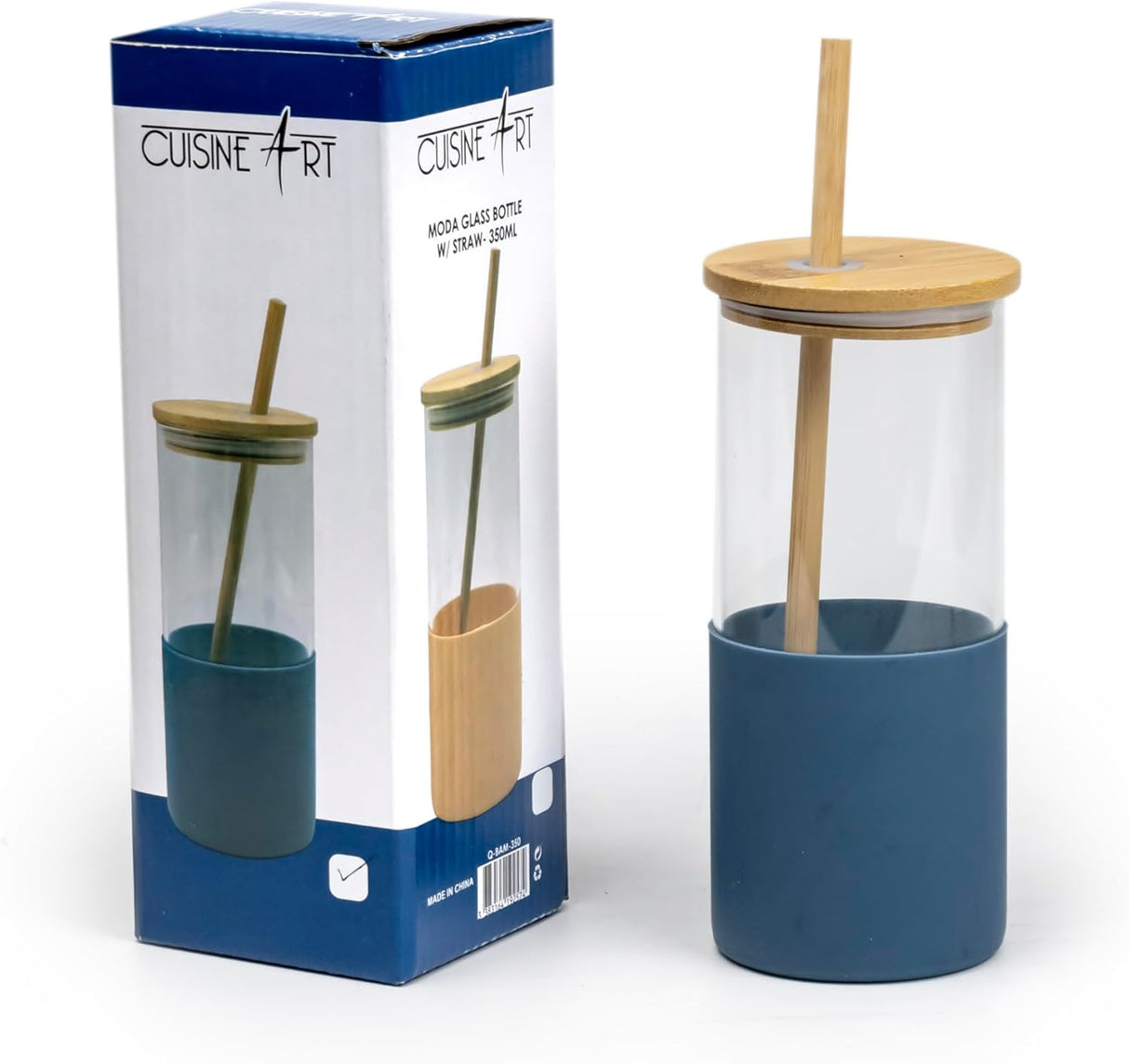 Cuisine Art Moda Glass Bottle Glass Tumbler Glass Water Bottle Straw Silicone Protective Sleeve Bamboo Lid - BPA Free - 350ML - Al Kabayel Discount CentreCuisine Art Moda Glass Bottle Glass Tumbler Glass Water Bottle Straw Silicone Protective Sleeve Bamboo Lid - BPA Free - 350MLWater BottlesCUISINE ARTAl Kabayel Discount Centre