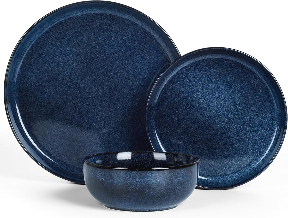 Cuisine Art 12-Piece Stoneware Dinner Set – Navy Blue