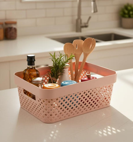 CURVER 11 Litre Plastic Storage Basket – 35x26x13 cm Organizer Basket, Pink Color for Home & Office - Al Kabayel Discount CentreCURVER 11 Litre Plastic Storage Basket – 35x26x13 cm Organizer Basket, Pink Color for Home & OfficeOrganizers & AccessoriesCURVERAl Kabayel Discount Centre