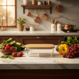 Cusine Art Rectangular Glass Food Container with Premium Bamboo Lid – Stylish Kitchen Storage – 1040 ml Capacity - Al Kabayel Discount CentreCusine Art Rectangular Glass Food Container with Premium Bamboo Lid – Stylish Kitchen Storage – 1040 ml CapacityFood ContainersCUSINE ARTAl Kabayel Discount Centre