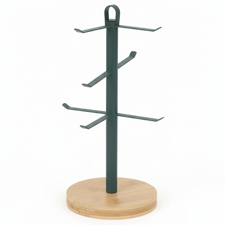 Cusine Industrial Style Grey Metal Cup Holder with Solid Wooden Base for Countertop Mug Organization – 30cm - Al Kabayel Discount CentreCusine Industrial Style Grey Metal Cup Holder with Solid Wooden Base for Countertop Mug Organization – 30cmKitchen Utensils & GadgetsCUSINEAl Kabayel Discount Centre
