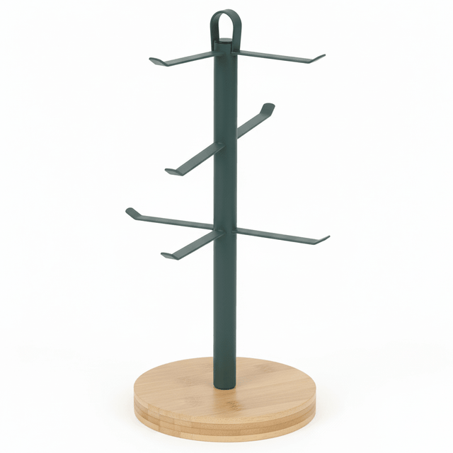 Cusine Industrial Style Grey Metal Cup Holder with Solid Wooden Base for Countertop Mug Organization – 30cm - Al Kabayel Discount CentreCusine Industrial Style Grey Metal Cup Holder with Solid Wooden Base for Countertop Mug Organization – 30cmKitchen Utensils & GadgetsCUSINEAl Kabayel Discount Centre