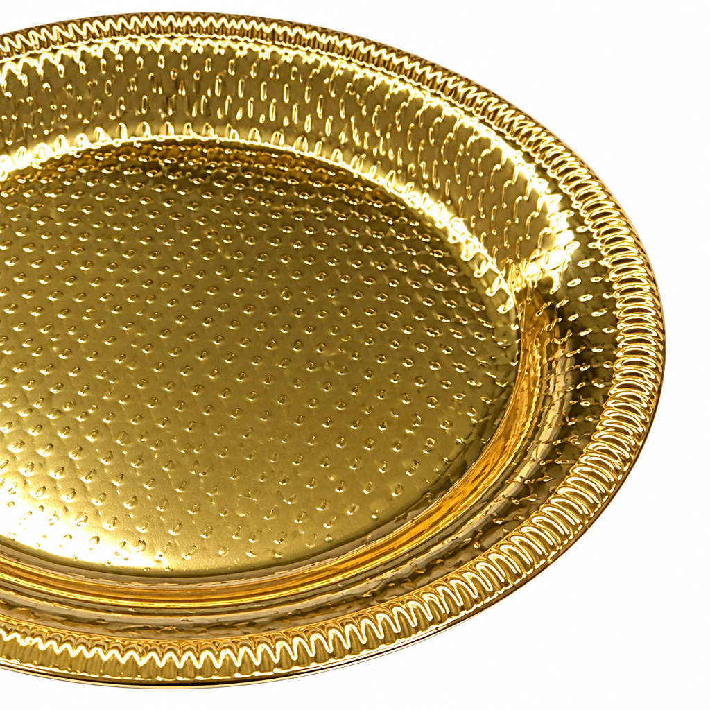 Round Metal Snack Tray Gold – 15cm