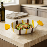 Ceramic Bowl with Yellow Handles - 20×15cm