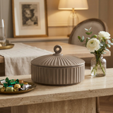 Hamid Ceramic Candy Pot with Lid Taupe  - 18cm