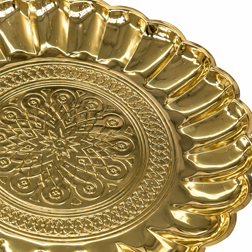 Round Metal Serving Tray Gold  - 30cm