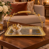 Germax Stainless Steel Rectangular Serving Tray Silver & Gold - 38×18cm