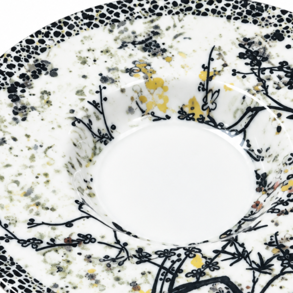 Ceramic Saucer White with Black Pattern - 13cm