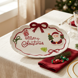 Ceramic Christmas Oval Candy Tray - 26×18cm