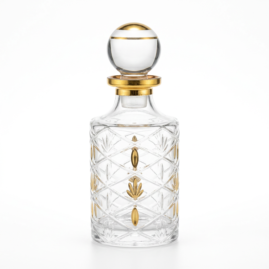 Decorative Glass Perfume Bottle with Gold Accents - 200ml