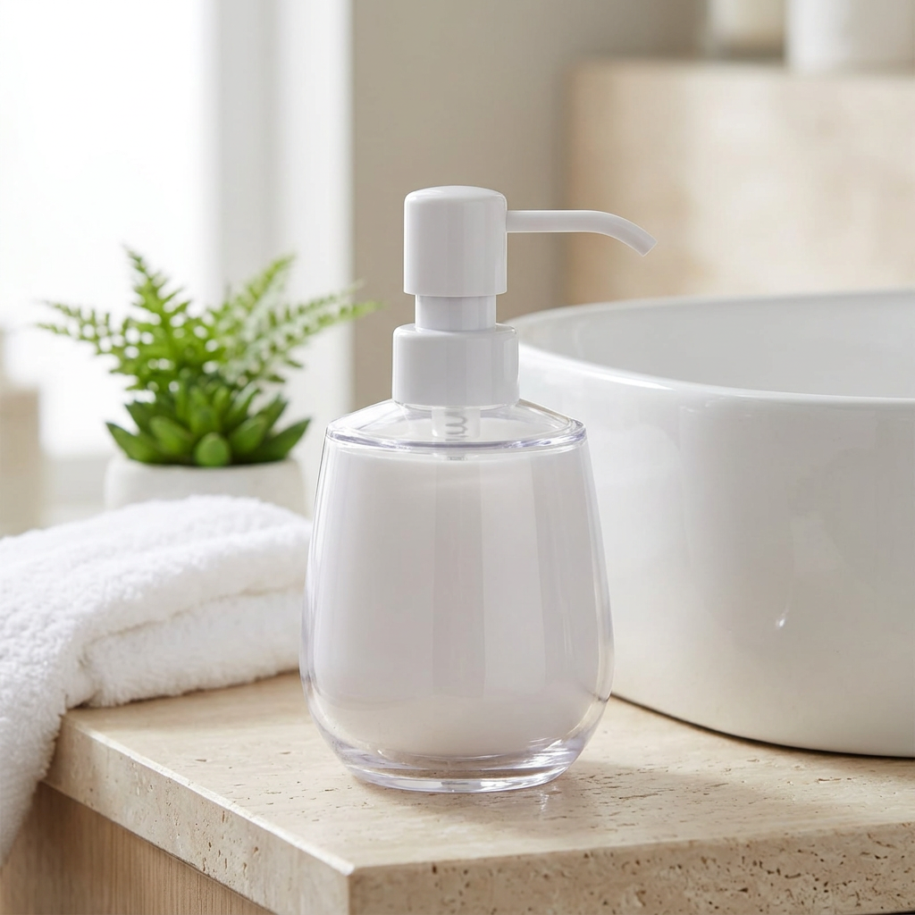Acrylic Liquid Soap Dispenser White - 350ml