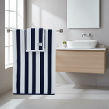 BTC Bath Towel Navy Blue & White Striped - 70 x 140cm