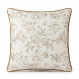Square Rose Floral Cushion  Ivory & Beige  – 43×43cm