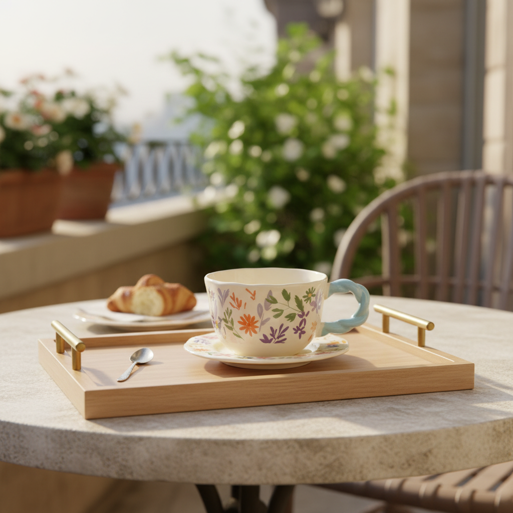 Ceramic Cup and Saucer Set Cream - 300ml