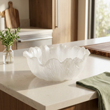 Resin Cabbage Leaf Shape Bowl Pearl White - 25cm