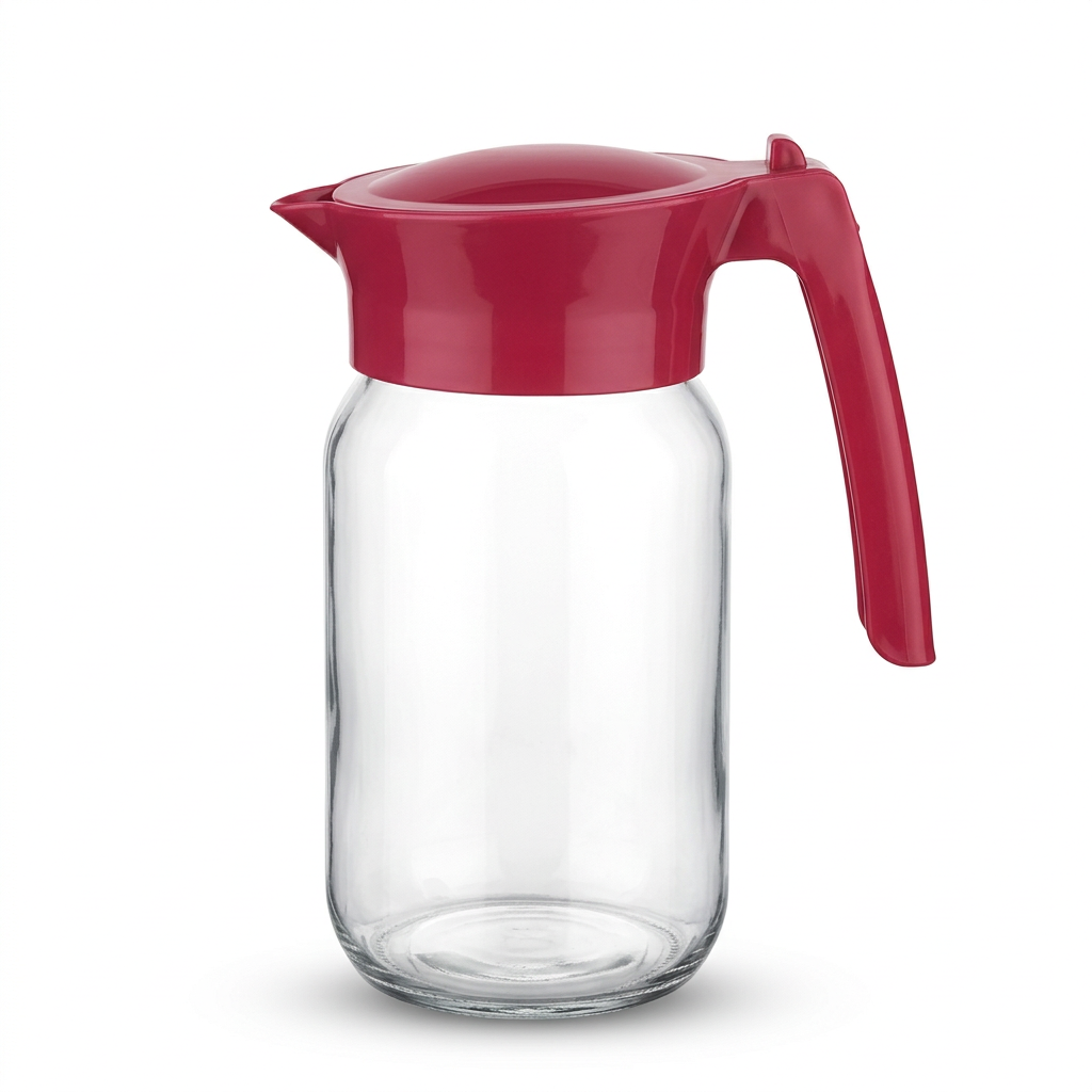 Titz Glass Jug with Plastic Lid Deep Pink – 1 Litre