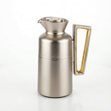Fursan Vacuum Flask Set, 0.7 Litre + 1 Litre, Matte Nickel with Gold Accents
