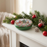 Metal Round Christmas Candy Box Green - 14cm