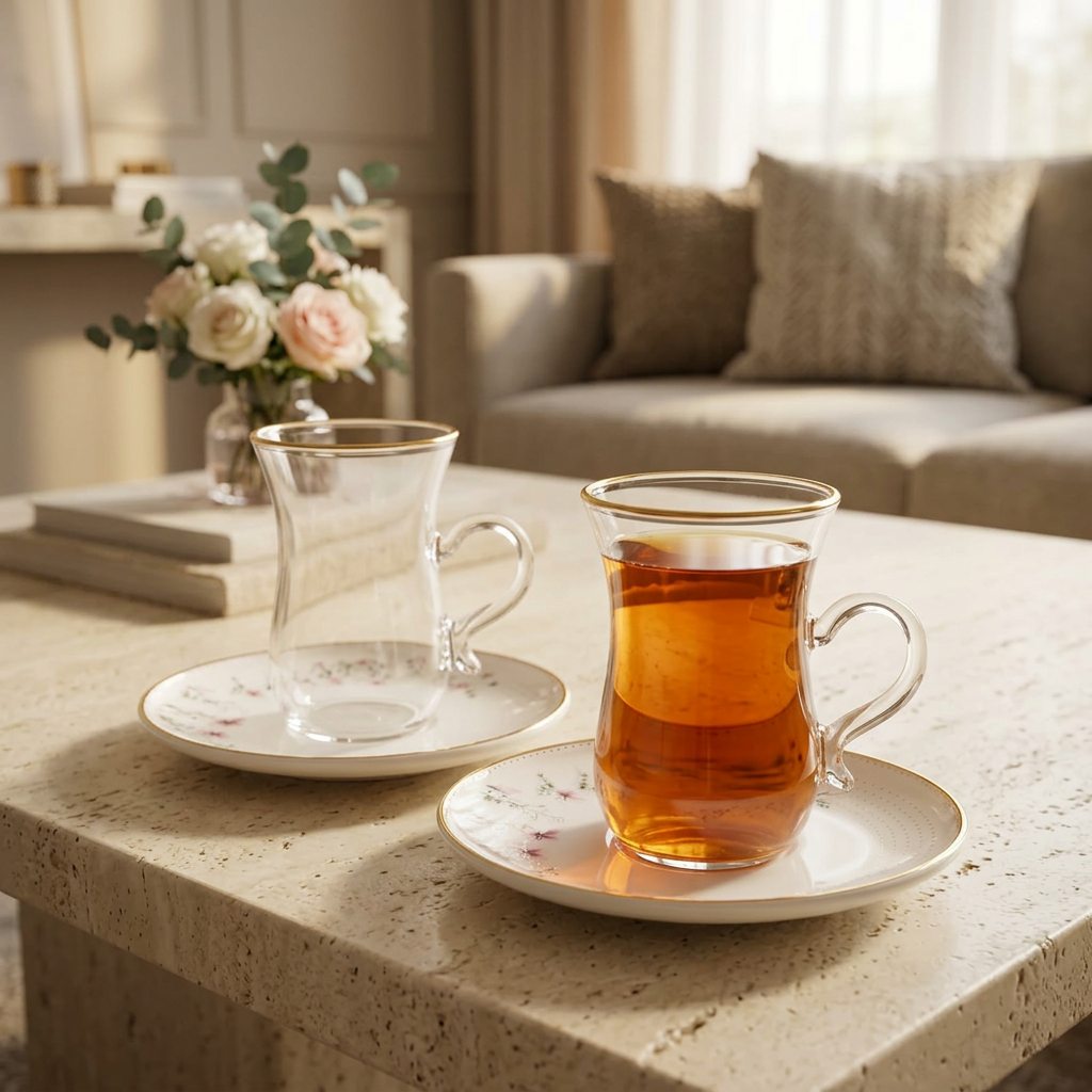ABL Ceramic & Glass Cup and Saucer 12 Piece Set - 120ml