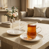 ABL Ceramic & Glass Cup and Saucer 12 Piece Set - 120ml