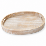 Luhpar Oval Wooden Serving Tray with Cutout Handles - 43×28cm