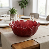 Resin Cabbage Leaf Shape Bowl Burgundy - 25cm