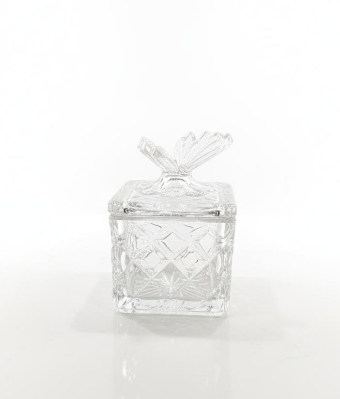 AKDC Glass Candy Pot – 7×7 cm Clear Glass Jar, Ideal for Candy, Dry Fruits, or Decorative Display