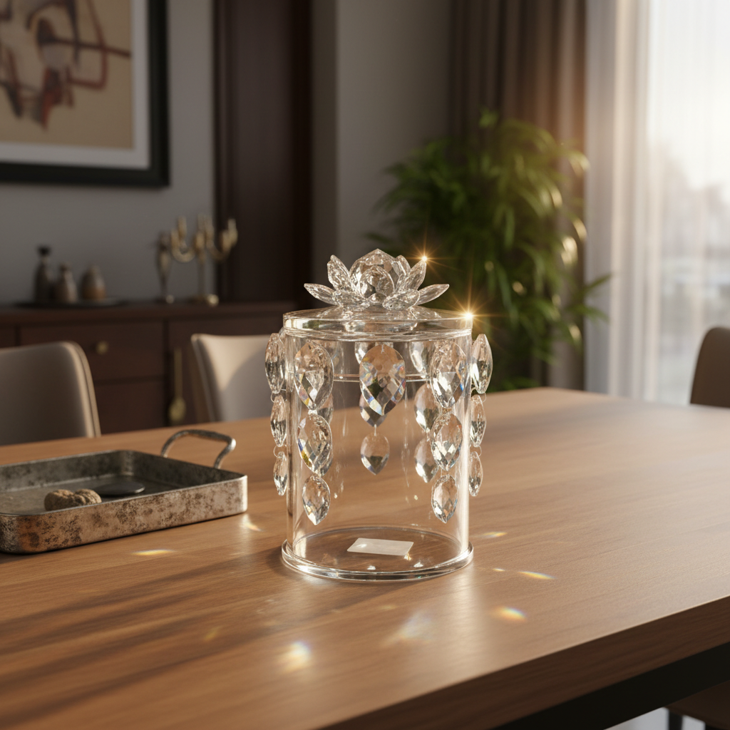 Glass Candy Pot with Lid - 12× 10cm