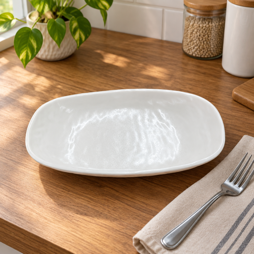 Elite Melamine Oval Plate White – 8 Inch