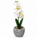 Artificial Orchid Flower Plant with Ceramic Pot White  – 40cm