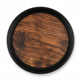 Yuniverse Round Plastic Non-Slip Serving Tray with Wood-Grain Design - 40cm