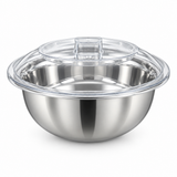 Stainless Steel Deep Bowl with Clear Acrylic Lid Silver – 36cm