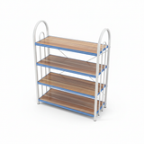 4-Tier Wooden and Metal Shoe Rack White & Brown - 60×50×20cm