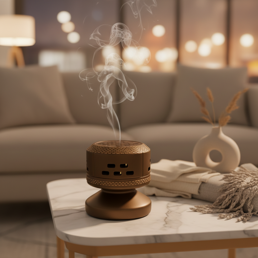 مبخرة طباشير بنقش برونزي زخرفي - 12×10 سم - بني / أسود