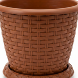 Brown Plastic Rattan Flower Pot - 17×20cm
