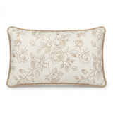 Rectangular Floral Cushion Ivory & Beige - 28×50cm