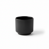 Ribbed Ceramic Vase - 15×15cm - Black / Green