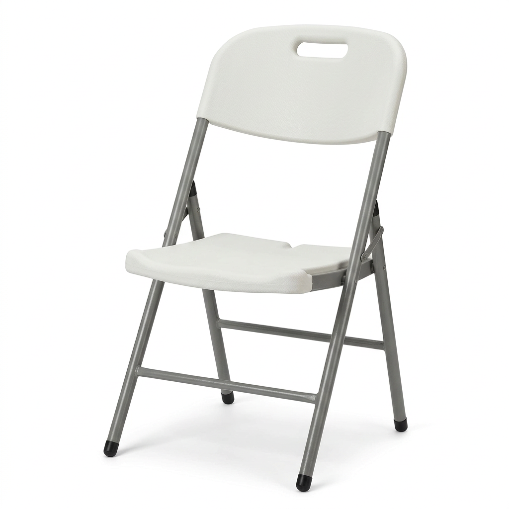 Metal and Plastic Folding Chair White with Grey - 85×40cm