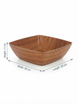 Evelin Wood-Finish Square Serving Bowl – 28×28×11 cm