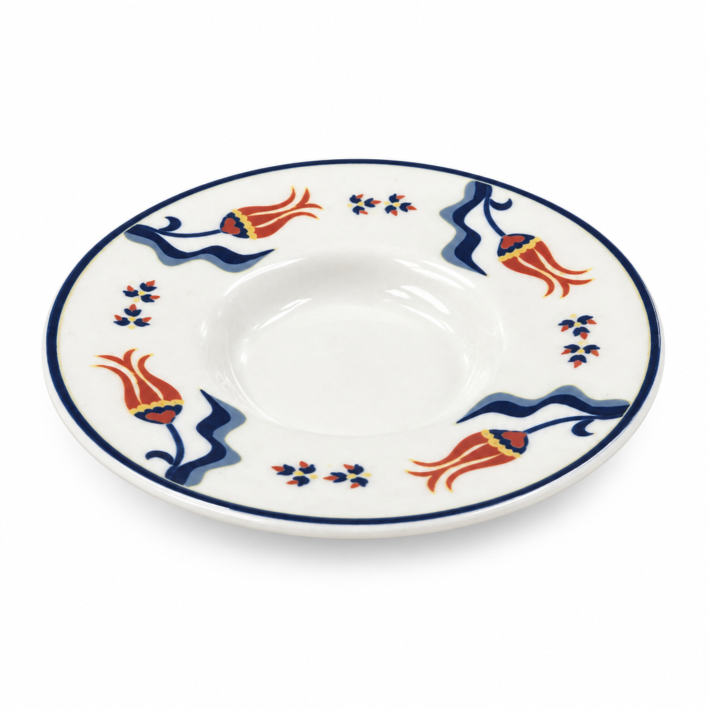 Ceramic Saucer White with Navy Blue - 13cm